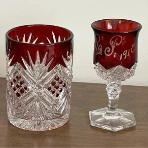 Dining | Vintage Ruby Red Flash To Clear Cut Glass Tumbler And Srp 191 ...